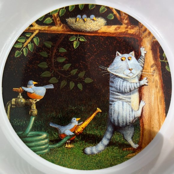 Lang "C is for Cat" Second Thoughts Cat Food Bowl 2005 Unused Ceramic Humor - Picture 3 of 14